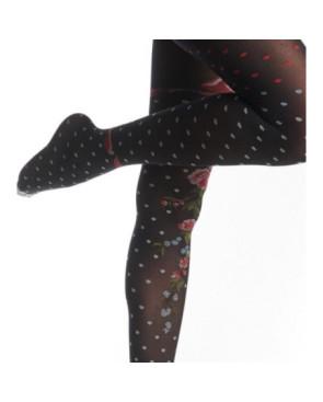 Collant Plumetis fleuri Asymétrique Fil de Jour