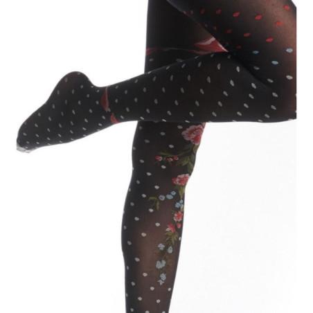 Collant Plumetis fleuri Asymétrique Fil de Jour