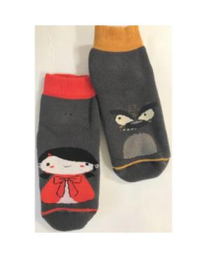 Chaussettes anti dérapante coton bouclette chaperon et loup