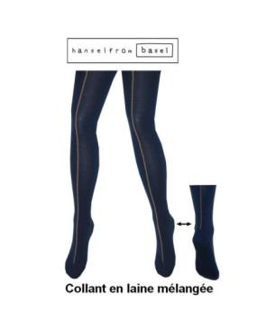 Collant  laine mélangée Pétrole  à couture Hansel From Basel