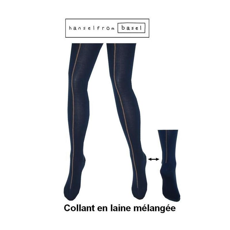 Collant  laine mélangée Pétrole  à couture Hansel From Basel