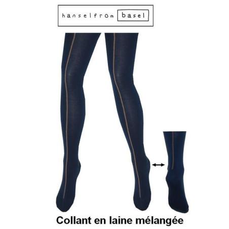 Collant  laine mélangée Pétrole  à couture Hansel From Basel