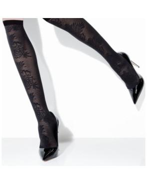 Chaussettes hautes opaque fleuri Girardi