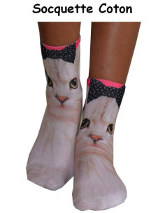 Chaussettes Chats Blancs Noeud Pap 2