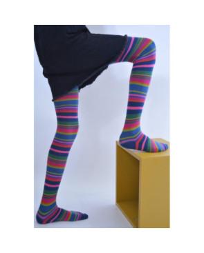  collant san gaicomo bleu et rose rayures