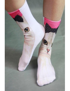 Chaussettes Chats Blancs Noeud Pap