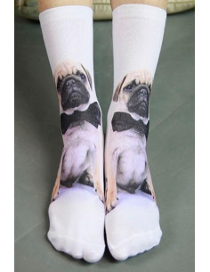 Chaussettes imprimées Pug de concours