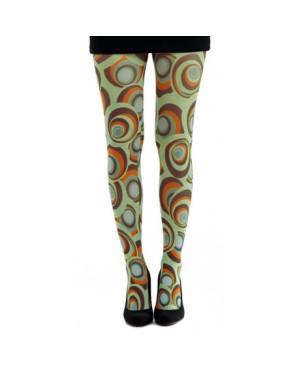 Collant Opaque Imprimé Cercle Disco vert Seventies