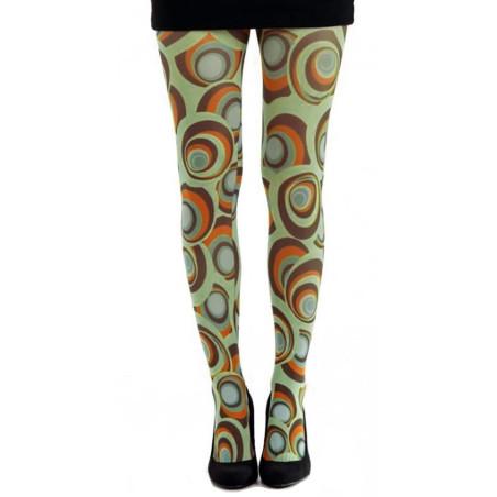Collant Opaque Imprimé Cercle Disco vert Seventies