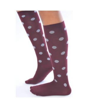  jolies chaussettes bordeaux à pois lurex