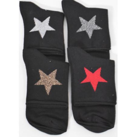 Chaussettes etoiles brillantes Coton