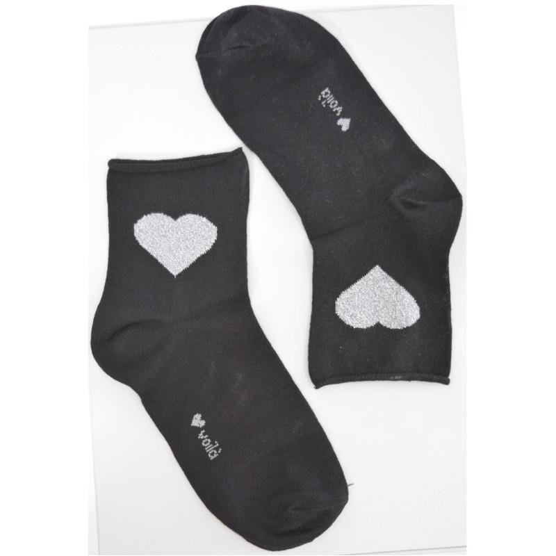 Chaussettes coton  coeurs brillants