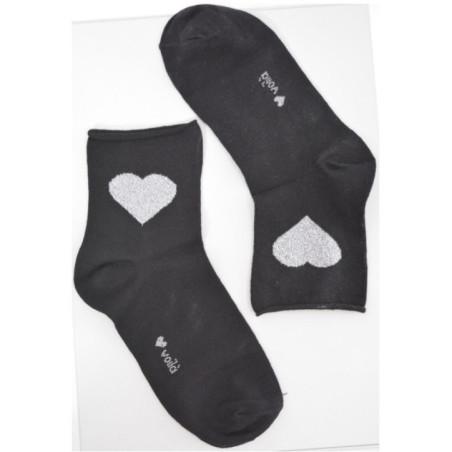 Voilà Femme Chaussettes coton coeurs brillants