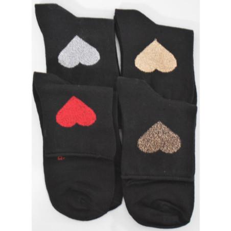 Chaussettes coton  coeurs brillants