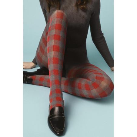 Collant à Carreaux Twist Rouge