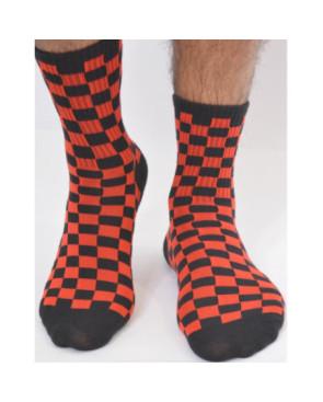Les Petits Caprices Femme Chaussettes Bicolores à carreaux Noirs