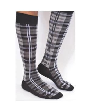 Mi bas coton à carreaux gris
