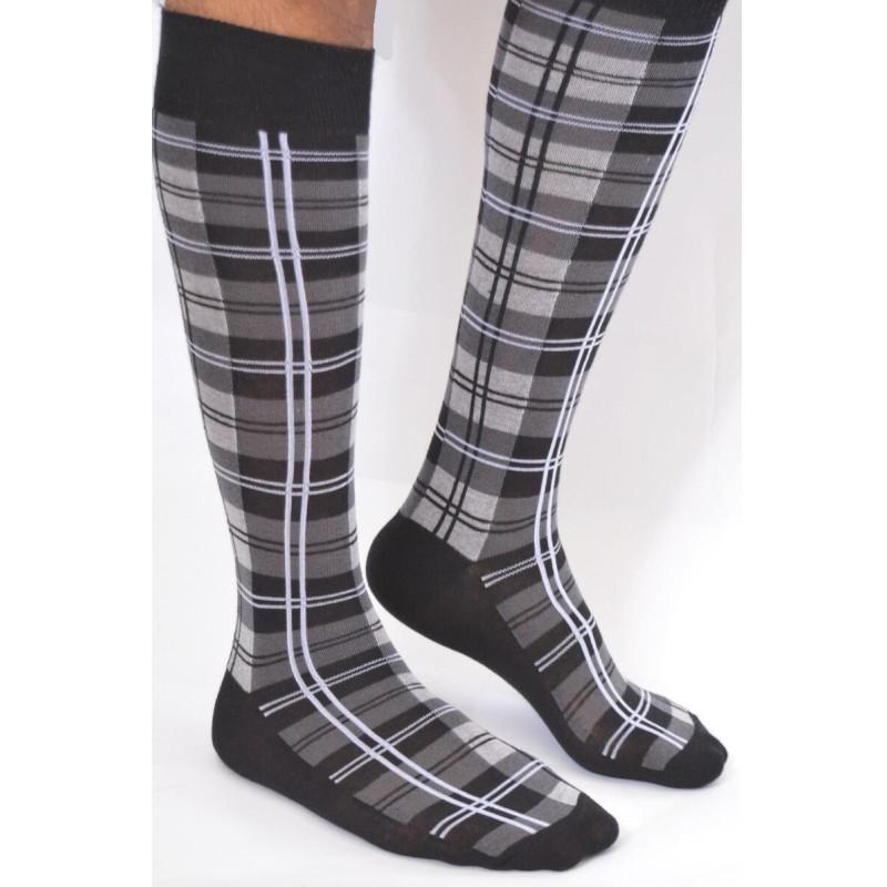 Mi bas Carreaux Ecossais Gris