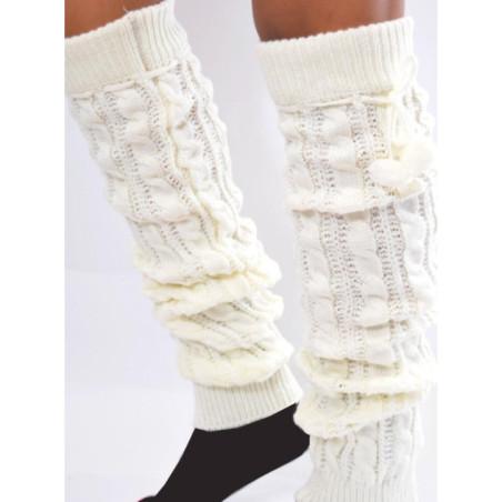 Guêtres hiver laine àPompom ivoire