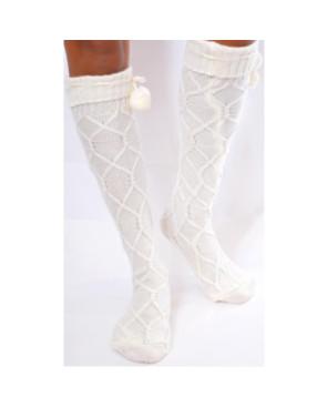  Chaussettes laine torsadées pompom