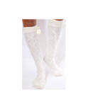 Chaussettes hautes laine revers pompom