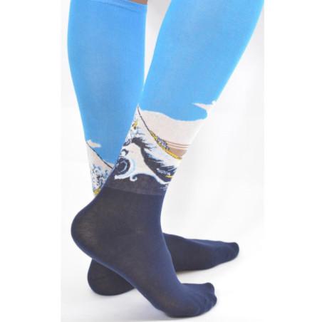 Chaussettes artiste célébre Hokusai la vague