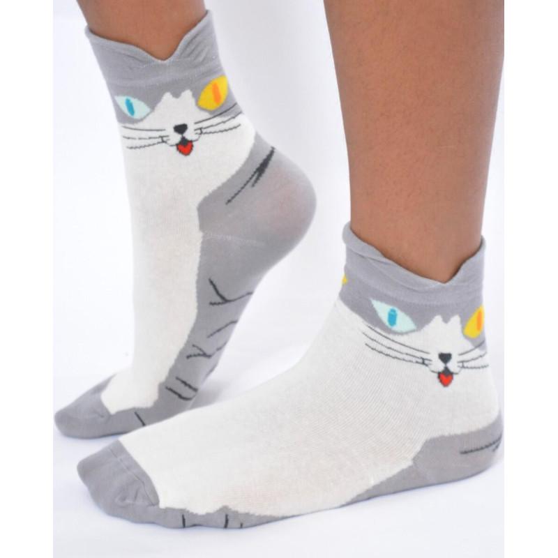 Chaussettes chats Gris Tendance