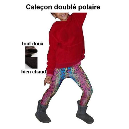 Caleçon enfant doublé polaire léopard psychédélique