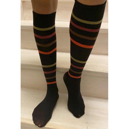 Chaussettes Lycra à rayures de couleurs