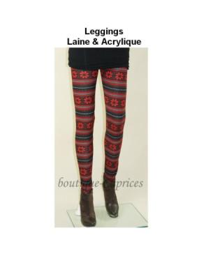 Leggings laine acrylique Norway rouge