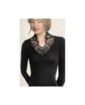Chemise LAine et soie Col V Dentelle Crochet