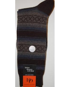  Chaussettes En laine Angora Homme losanges marron et bleu