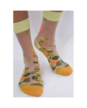 Chaussettes Fleurs Tropicales Transparentes