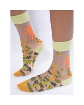 Chaussettes Transparentes Fleurs Tropicales