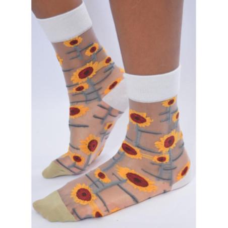 Chaussettes Transparentes Tournesols Fleuris