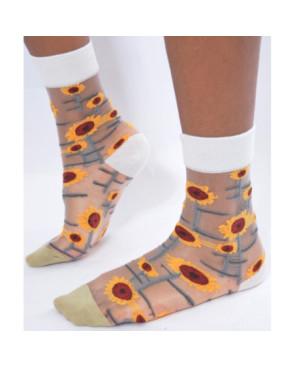 Chaussettes Transparentes Tournesols Fleuris