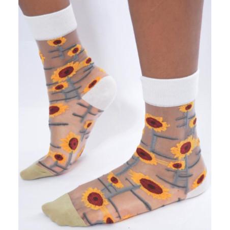 Chaussettes Transparentes Tournesols Fleuris