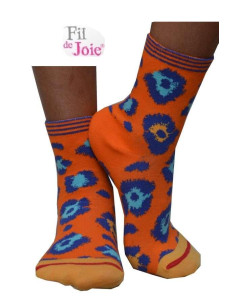Chaussettes Fil de joie orange Panthère bleue