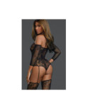 BodyStocking en Dentelle resille à jarretelles