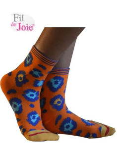 Chaussettes Fil de joie orange Panthère bleue 2