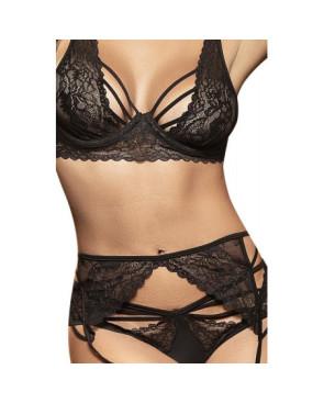Coffret séduction soutien gorge porte jarretelle et string dentelle