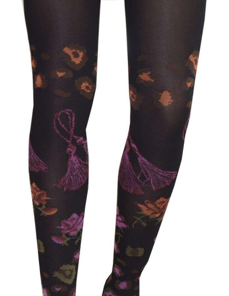 Collant Dub Et Drino Fleurs et cordon face détail