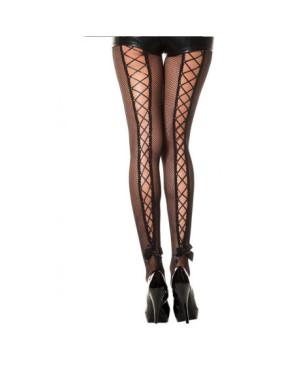 Collant resille noir à laçage sexy