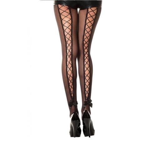 Collant resille noir à laçage sexy