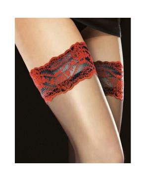 Bas Jarretières Dentelle Rouge Fiore