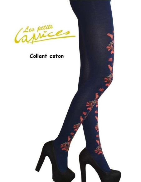 Collant Coton arbre fleuri blue LPC