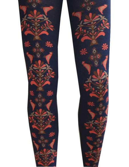 Collant Coton arbre fleuri blue LPC détail