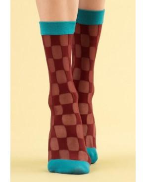 Chaussettes Fiore à carreaux bordeaux