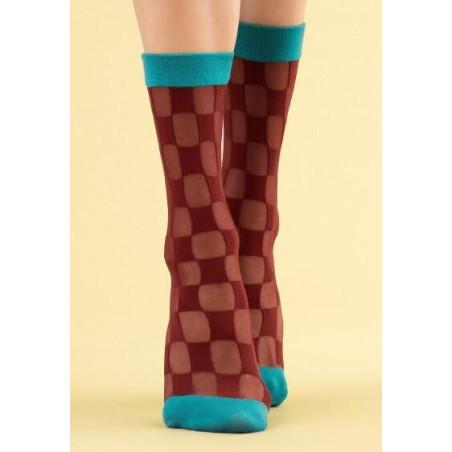 Chaussettes Fiore à carreaux bordeaux