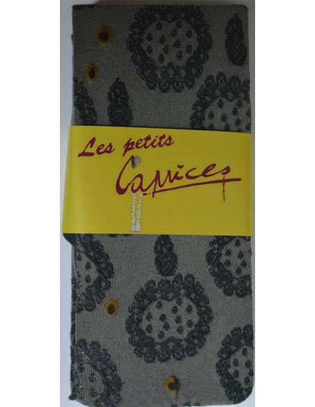 Collant sans pieds Fleurs grises  coton